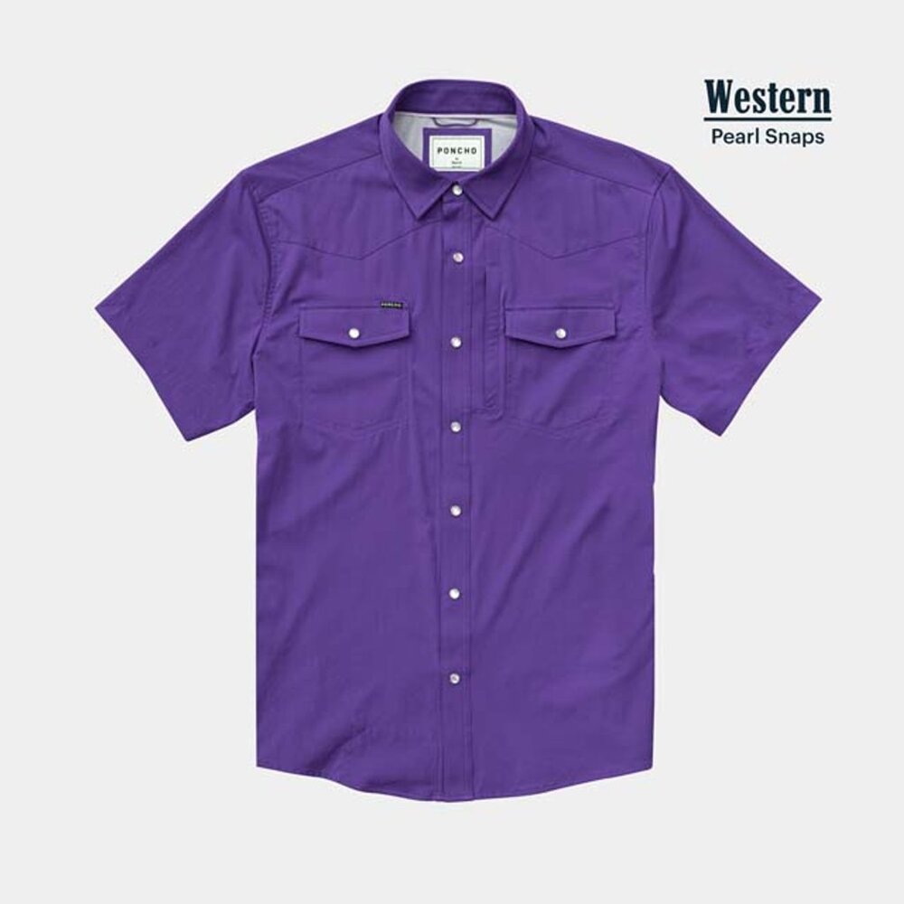 NWT! Poncho Men's Billy Bob Western Shortsleeve Snapshirt - Medium Slim Fit